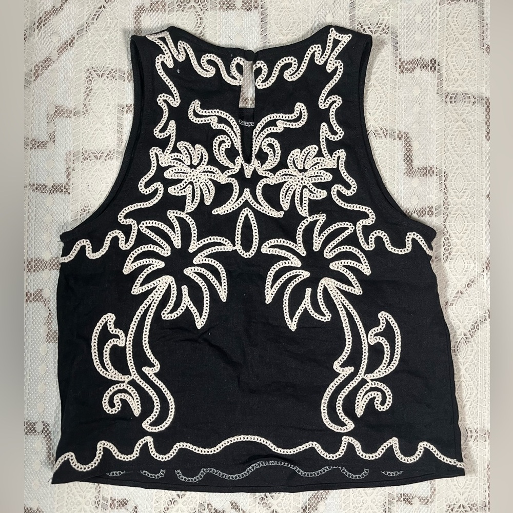 Rachel Zoe Black and White Embroidered Tank Top - Picture 6 of 6
